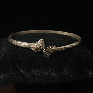 Vintage Brass Nefertiti Bangle Bracelet Egyptian Revival